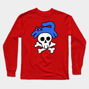 Cat And Skull And Crossbones Long Sleeve T-Shirt